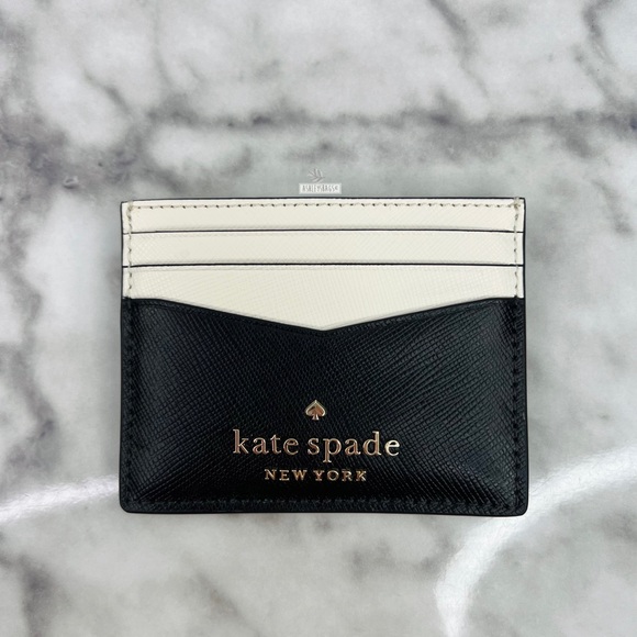 kate spade Handbags - Kate Spade Staci Saffiano Leather Slim Card Holder Wallet In Black Multi